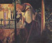 Dante Gabriel Rossetti Sir Galahad at the Ruined Chapel (mk28) oil on canvas